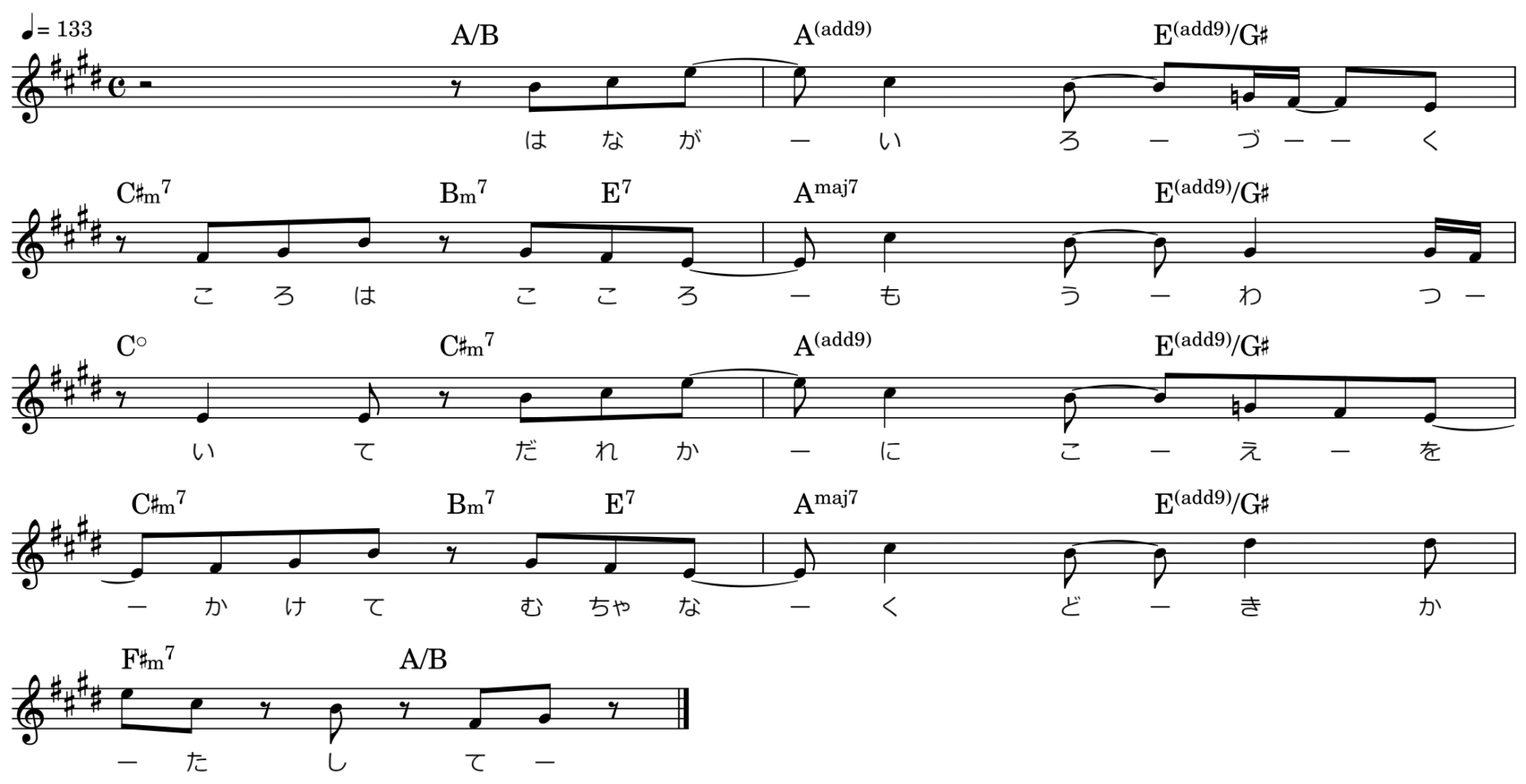 Week End/Aメロ楽譜