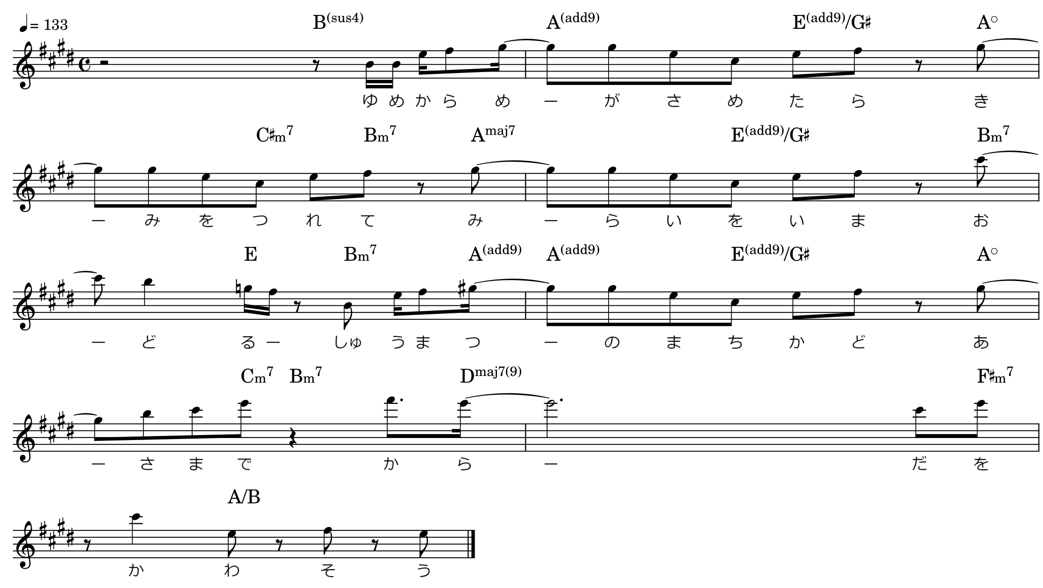 Week End/冒頭サビ2楽譜