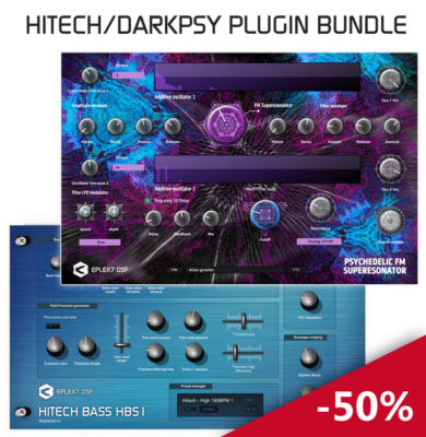 time-ltd hitech / darkpsy plugin bundle: psychedelic fm superesonator & hitech bass hbs1 synthesizer