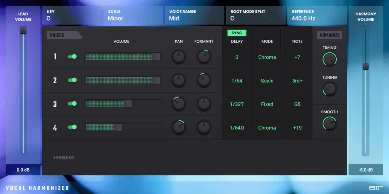 music air vocal harmonizer