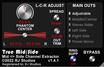 true mid/side – mid side channel extractor