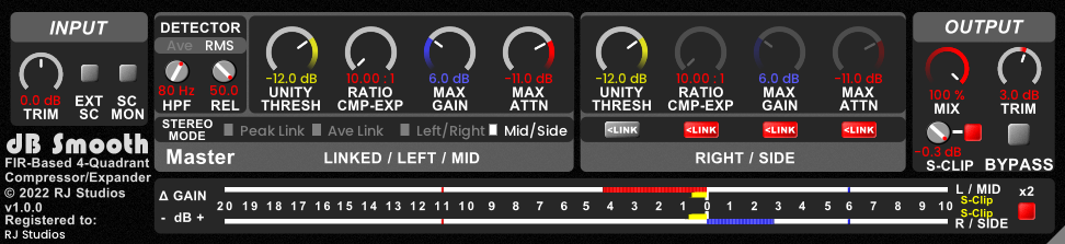 db smooth – fir-based, 4-quadrant dynamics processor