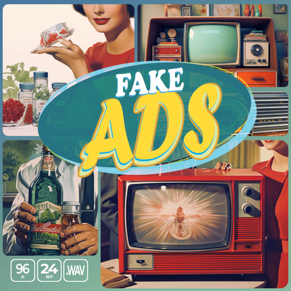 fake advertisements and radio sound effects audio construction kit