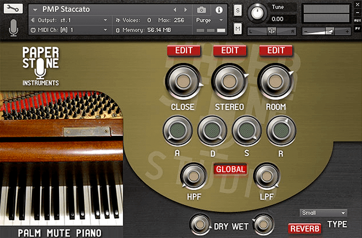 instruments palm mute piano