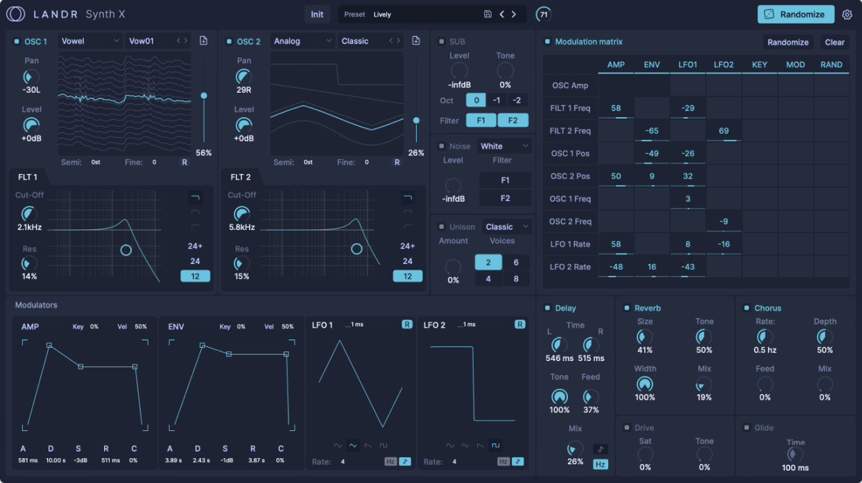 landr synth x