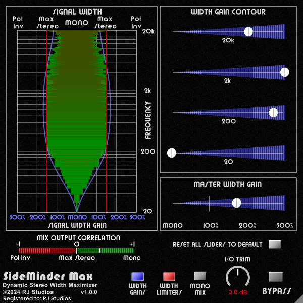 sideminder max – spectral dynamic stereo width maximizer