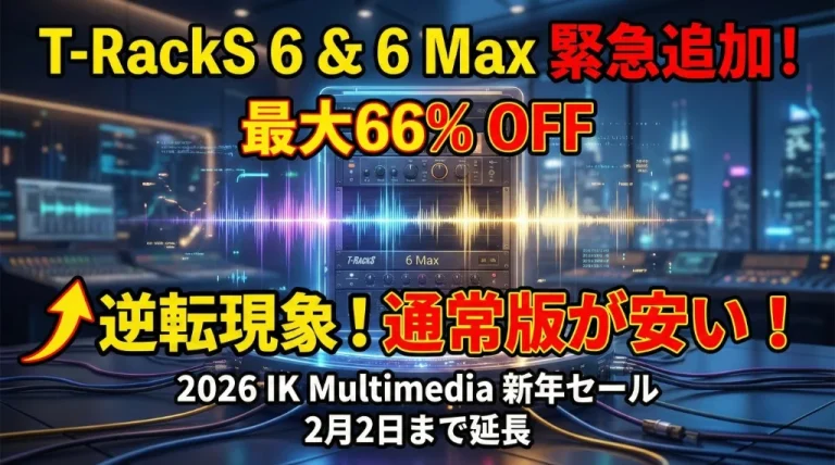 【緊急追加】T-RackS 6が半額！IK Multimedia新年セールが2月2日まで延長＆強化中 【最安値】